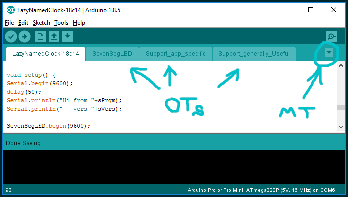 tabs for sourcecode management, Arduino IDE