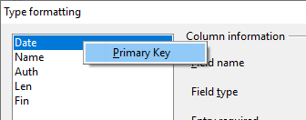 Set primary key