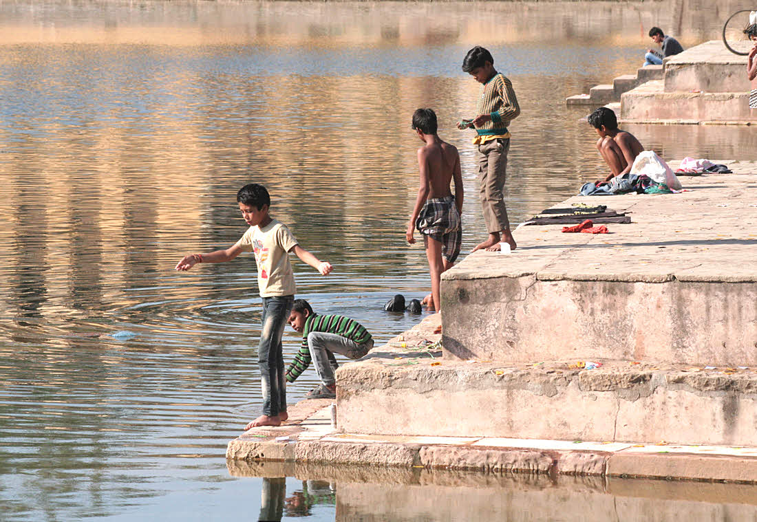 Tank steps, Shivsagar Lake, at Kanjurago