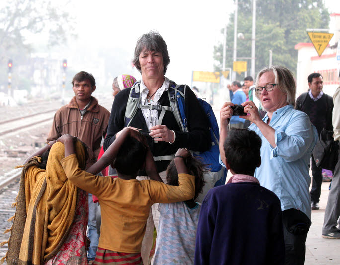 Train Station kids with tourists