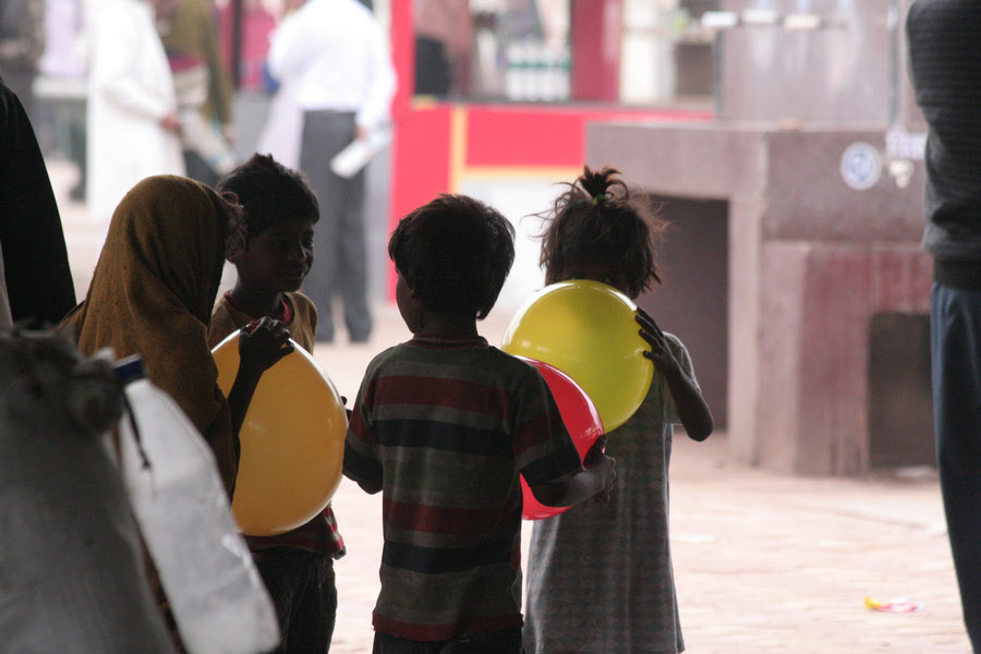 Kids with balloons