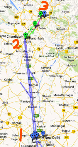 Map- Shimla leg