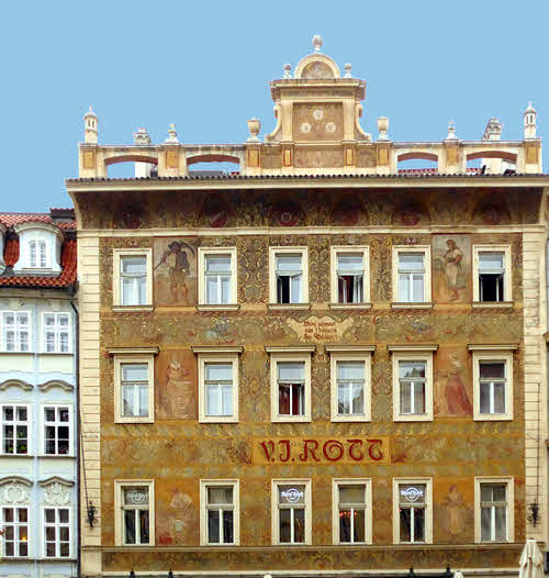 Image: Central Prague, re-created building facade